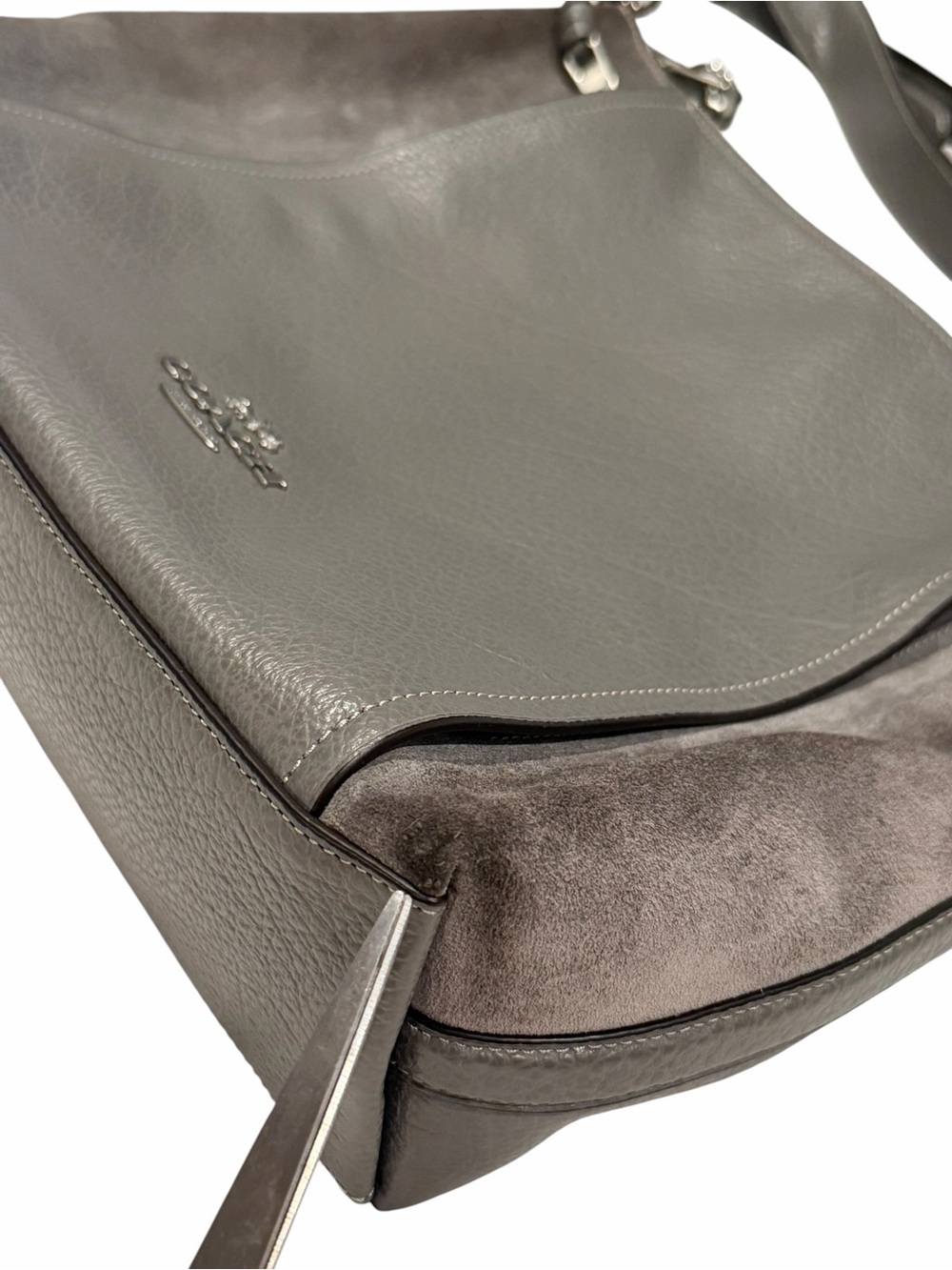 Coach F79995 Marlon Hobo Heather Gray Leather/Suede 2/Way Shoulder Bag - Picture 10 of 15